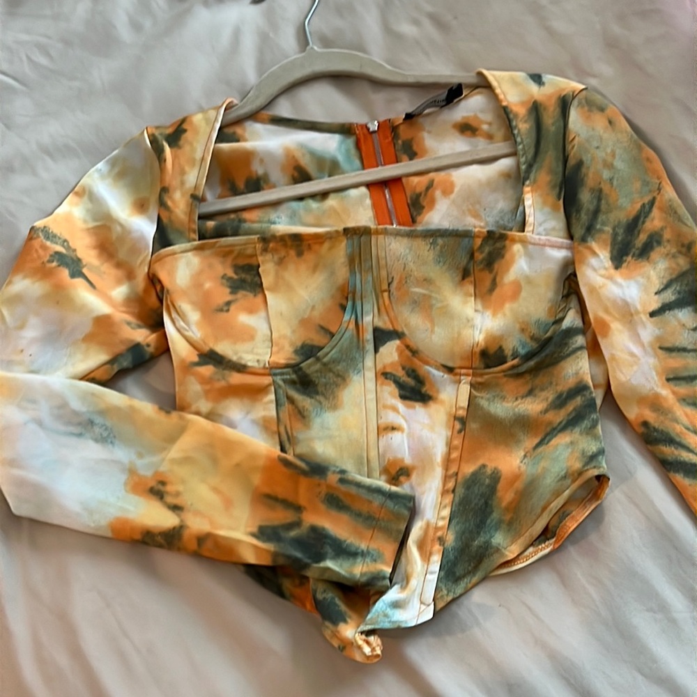 Yellow and Green Tie Dye corset crop top